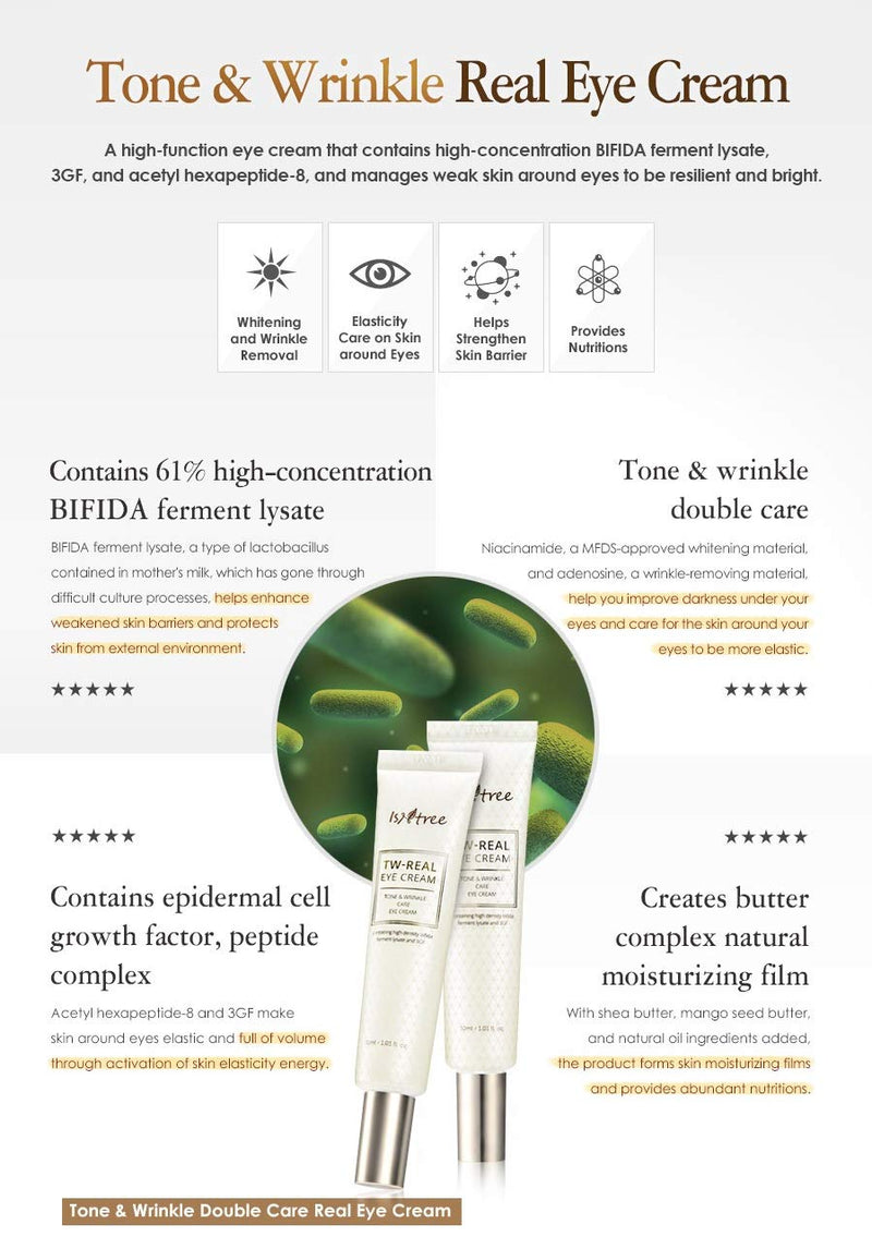 [Australia] - Isntree TW-REAL Eye Cream Korean Eye Cream for Dark Circles, Bags Under Eyes 1.01 fl. oz. - Treatment Care - Reduce Fine Lines, Puffiness, Dryness - Dull Spots Under Eye 