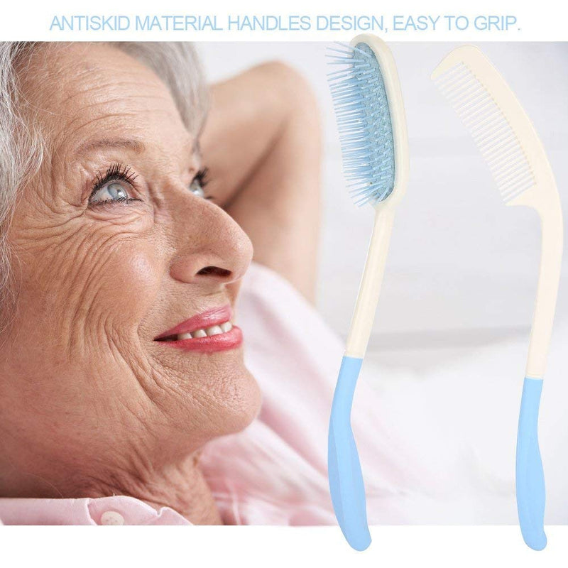 [Australia] - Long Handle Soft Comb and Brush, Long Handled Comb and Brush Set Long Handle Comb Hair Brush Anti-Slip Ergonomic Long Comb Reach(Comb) 