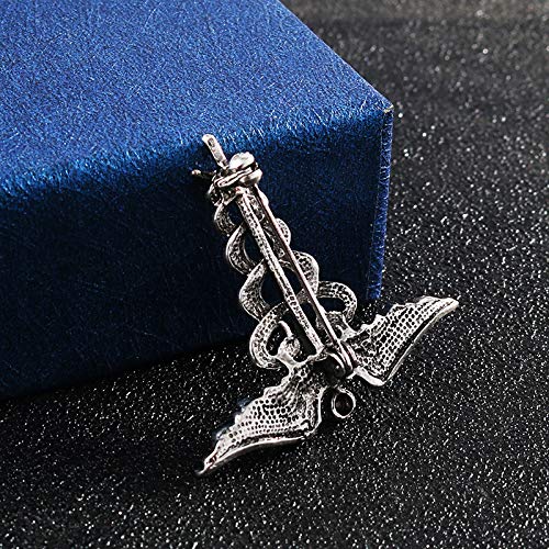 [Australia] - Retro Angel Wings Men's Badge Brooch Pin Snake Brooches Lapel Medal Women Shirt Collar Clothing Accessories silver 