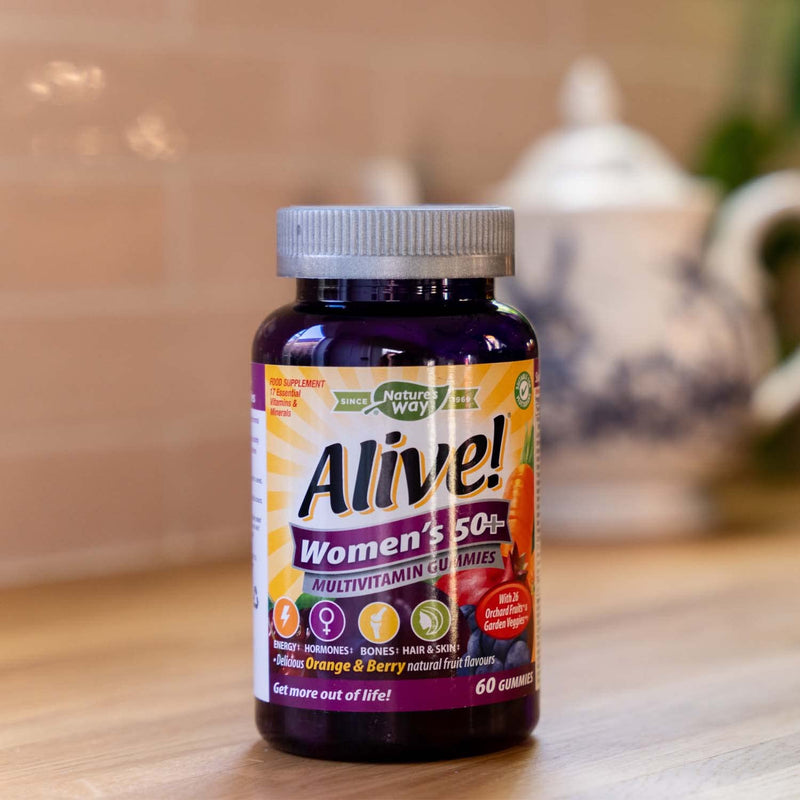 [Australia] - Alive! Women’s 50+ Multivitamin Gummies, Multi-Vitamins & Minerals with a Blend of 26 Fruits & Vegetables, Specially Balanced Formulation for Women, Suitable for Vegetarians - 60 Gummies 