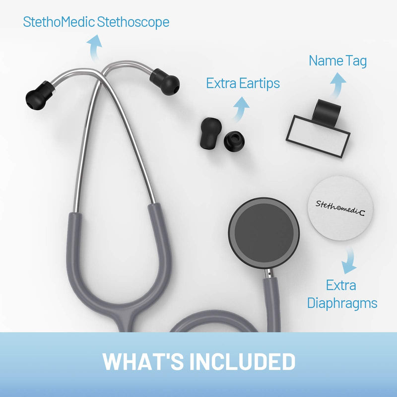 [Australia] - FriCARE Dual Head Stethoscope for Medical and Home, Classic Lightweight Design, Stethoscope for Adult, Gift for Nurses, Doctors, Medical Students, 28 inch (Cement Grey) Cement Grey 