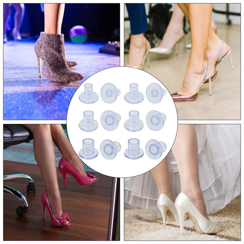 [Australia] - 6 Pairs Clear Heel Protectors High Heel Cap High Heel Protectors for Daily Use Wedding Formal Occasions Protecting Shoe Heels 