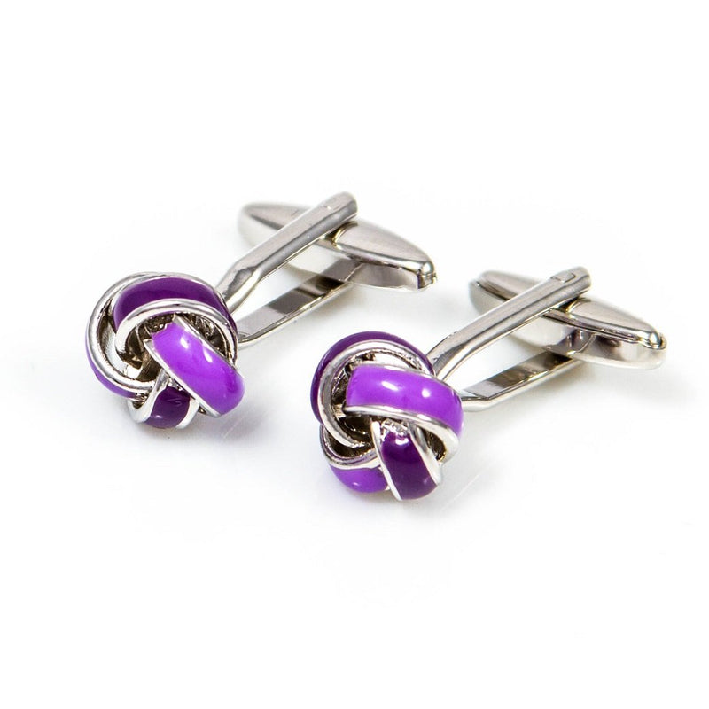 [Australia] - MRCUFF Presentation Gift Box Knot Purple Pair Cufflinks & Polishing Cloth 