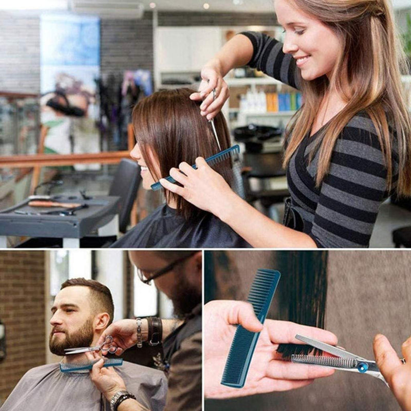 [Australia] - Professional Hair Cutting Scissors Set Hairdressing Hair Cutting Tail Comb Set Hairstyle Care Gadget Barber Texturizing Salon Razor Edge Scissor Detachable Finger Ring 6.7Inch 10 Pcs Ship from USA 