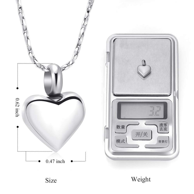 [Australia] - Imrsanl Small Heart Cremation Urn Necklace for Ashes Stainless Steel Memorial Ash Pendant Keepsake Jewelry Silver 