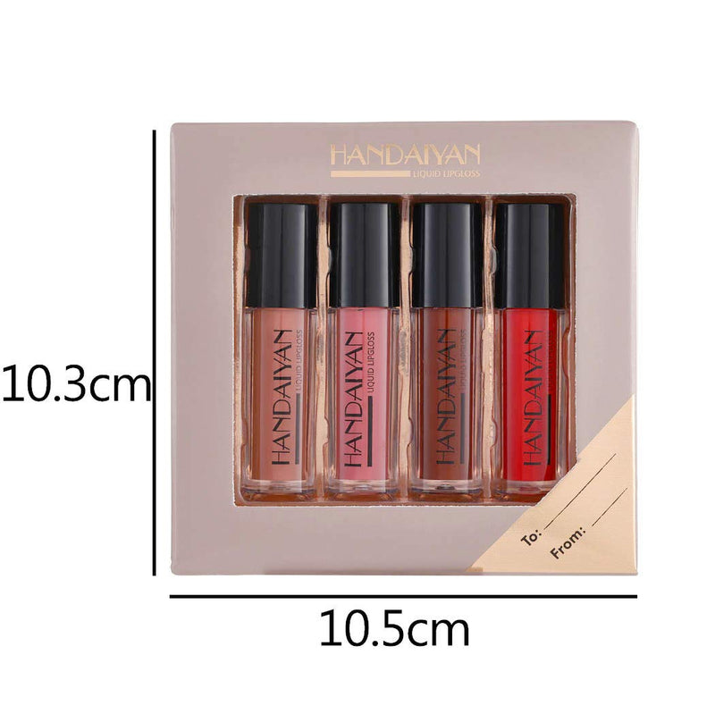 [Australia] - Eyret Shinny Moisturizing Liquid Lipsticks Set 4 Pcs Nude Waterproof Lip Gloss Set Silky Long Lasting Lip Glaze Set Red Natural Beauty Makeup for Women and Girls(4Pcs)(D-02#) D-02# 