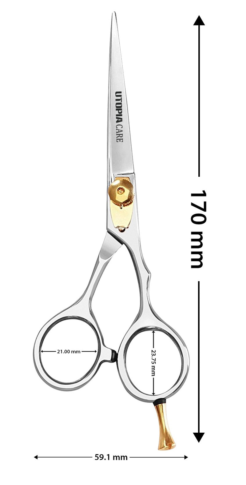 [Australia] - Professional Barber Hair Cutting Scissors/Shears (6.5 Inches) with Fine Adjustable Tension Screw and Detachable Finger Rest - Silver 