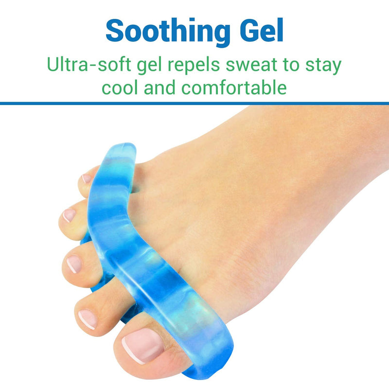[Australia] - ViveSole Toe Stretchers (4 Pieces) - Silicone Gel Separators - Therapeutic Spa Spreaders for Plantar Fasciitis, Bunions, Overlapping Hammer Toe Spacers - Metatarsal Yoga Cushion Blue Small (4 Count) 