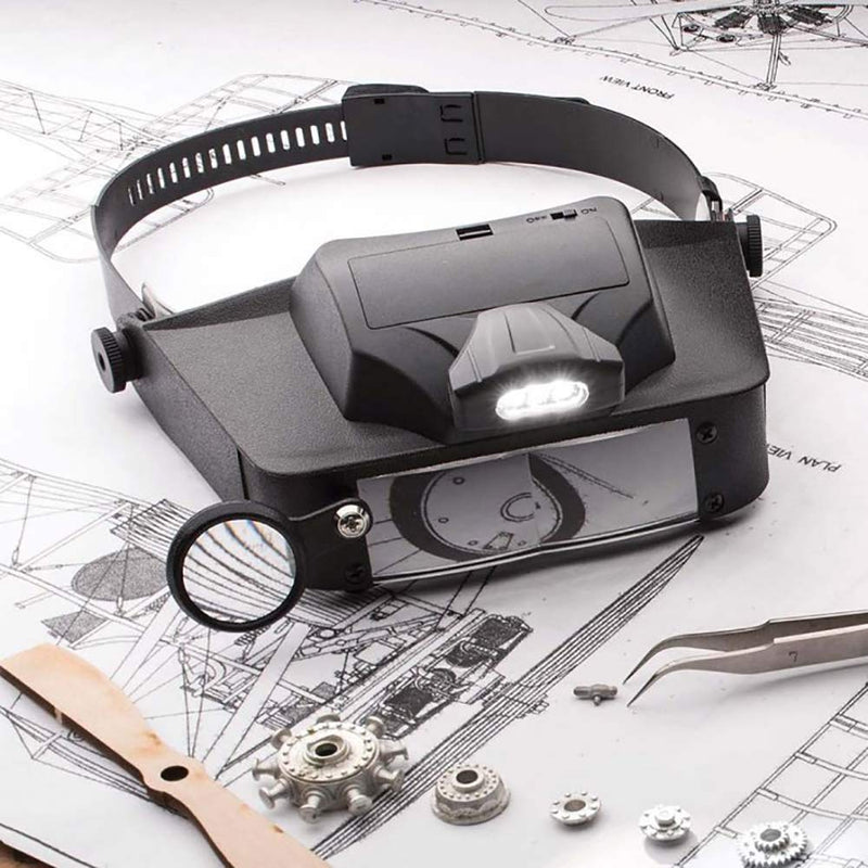 [Australia] - Kings County Tools Illuminated LED Head Band Magnifier | Three Lenses Ranging from 1.8X to 4.8X | Easy to Wear | Hands-Free Magnification | Ideal for Hobbyists and Artists 