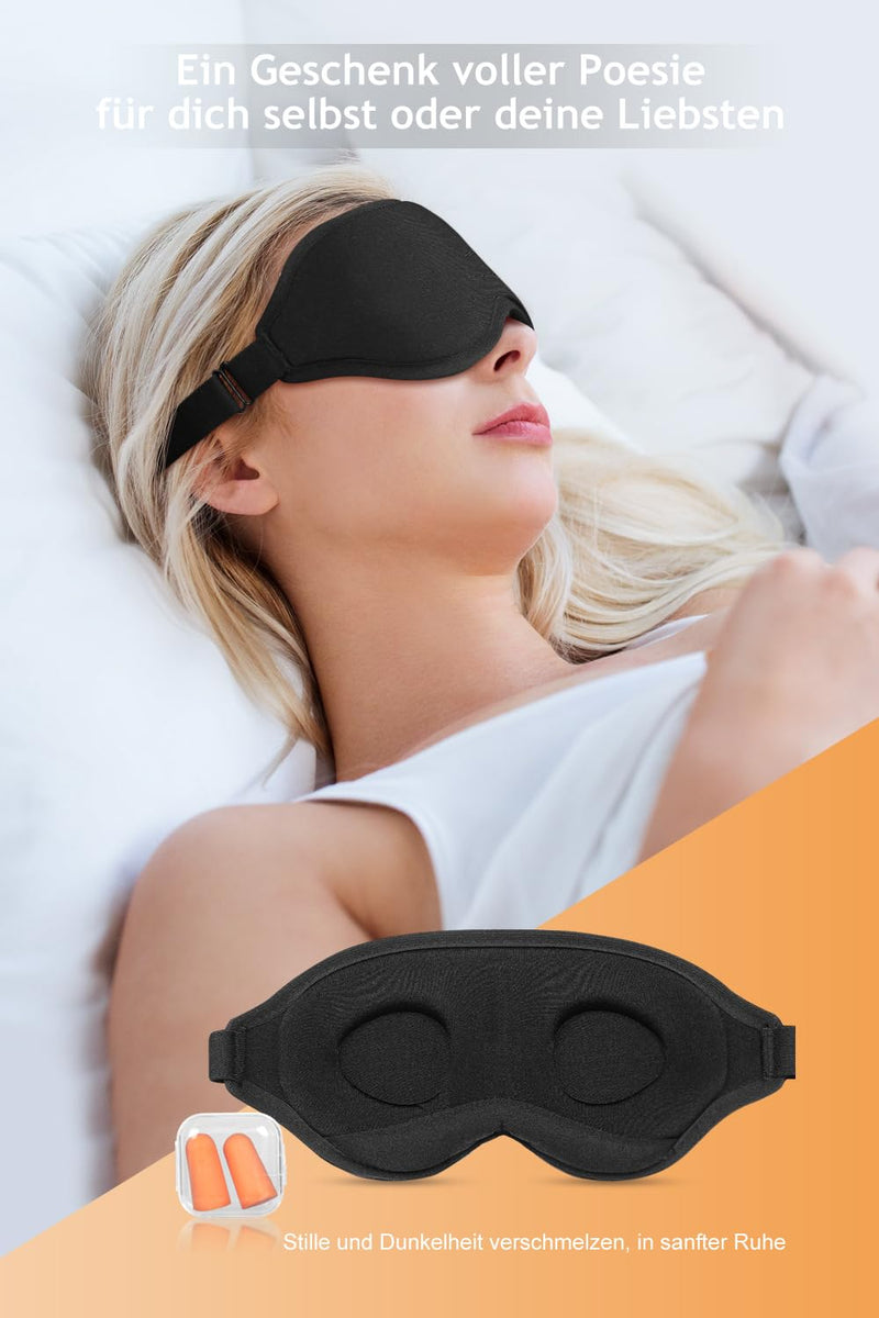 [Australia] - Sleep Mask, Eye Mask, Soft and Comfortable New 3D Blackout Sleep Eye Mask for Travel, Meditation, Sleep Masks for Men and Women (Grey) (Black) (Black) Black 