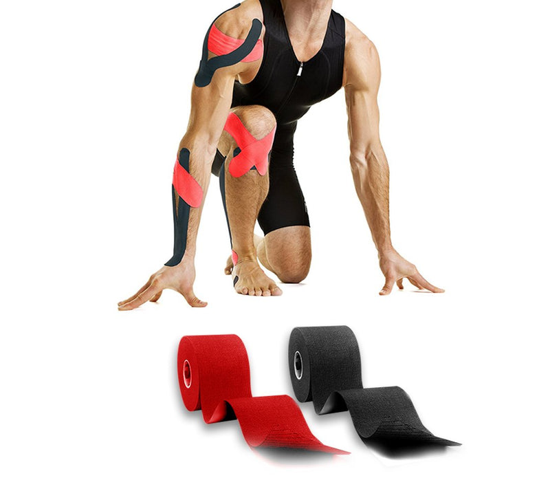 [Australia] - WODFitters Pro Kinesiology Tape for Athletes - Waterproof - Extra Durable - 2" x 16.5' Uncut Therapeutic Tape - 2 Black Rolls with Carrying Bag 