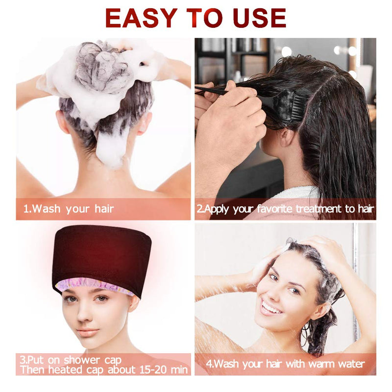 [Australia] - Hair Steamer,Totofac Electric Hair Care Hat Heating Cap with 2 Mode Temperature Control for Hair Spa Home Thermal Treatment Beauty Steamer Cap (Black) Black 