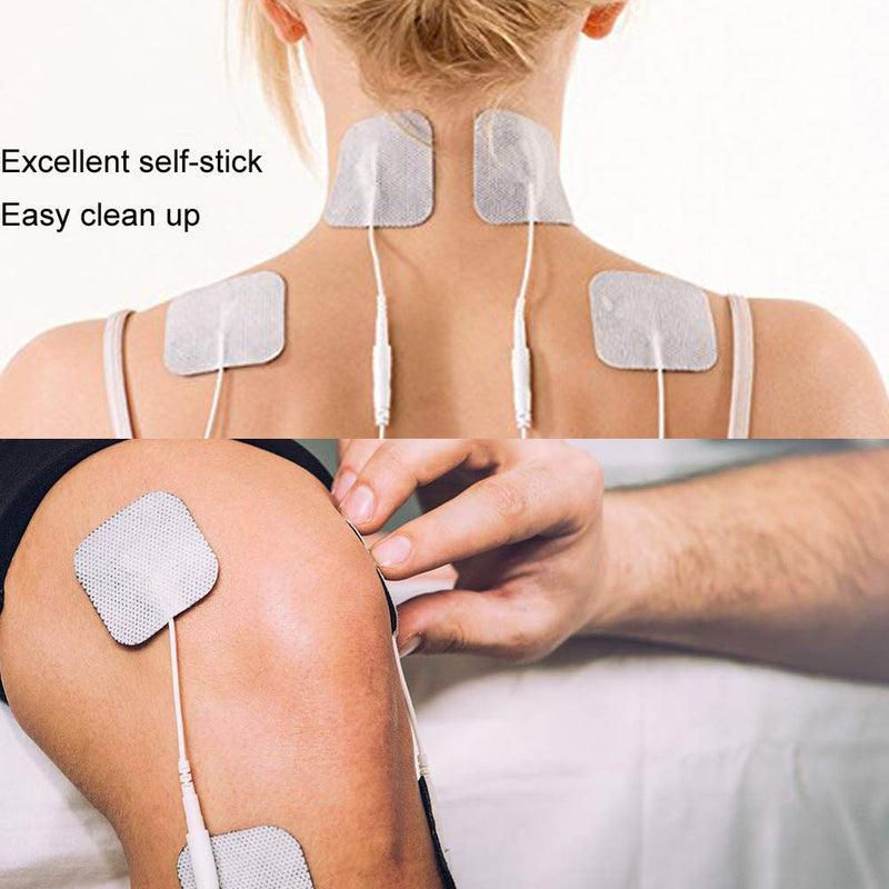 [Australia] - TENS Unit Pads 100Pcs Wired Self-Adhesive Electrodes Premium Replacement Pads for TENS Units - 2x2 Inches (2x2-100Pcs) 2x2-100pack 