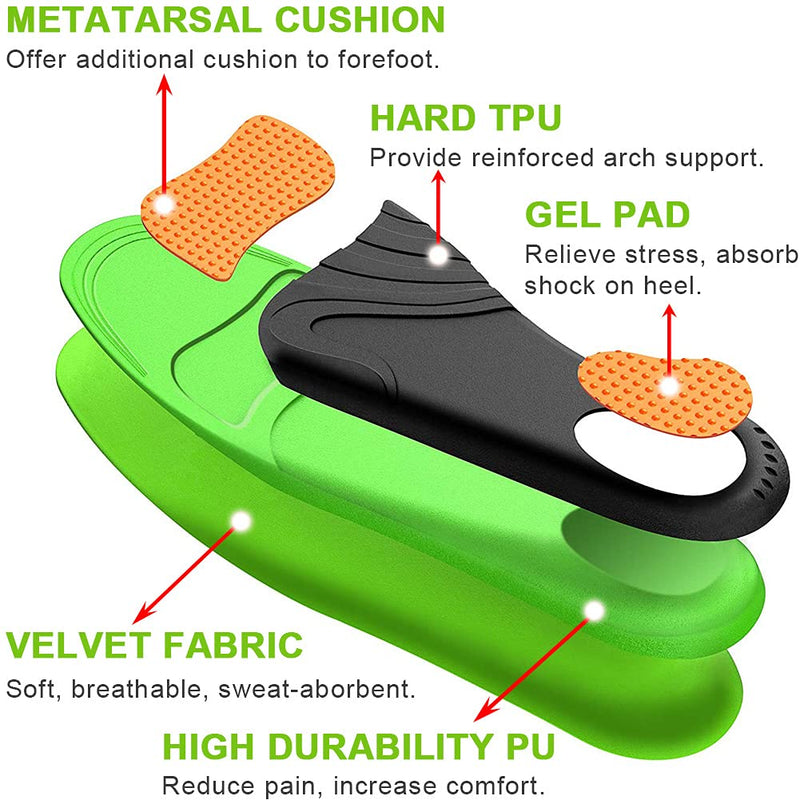 [Australia] - Ailaka Kids Orthotic Arch Support Shoe Insoles, Plantar Fasciitis Cushioning Athletic Inserts for Flatfoot Pain Relief Running Walking 13.5 UK Child/2 UK Green 