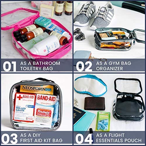 [Australia] - Clear TSA Approved 3-1-1 Travel Toiletry Bag for Carry On / Quart Size Transparent Liquids Pouch for Airport Security & Carry On / Reusable See Through Vinyl & PVC Plastic Organizer for Men and Women (Lilac) Lilac 