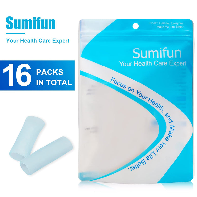 [Australia] - Sumifun Gel Finger Protector, 8 Pcs Silicone Finger Sleeves for Corns, Fingernails Loss, Friction Pain Relief, Blue 
