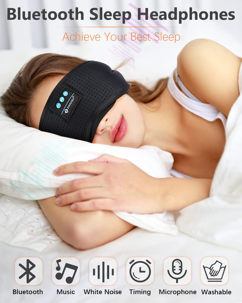 [Australia] - Sleep Headphones, White Noise Bluetooth 5.2 Sleep Eye Mask,3D Breathable Wireless Sleep Mask with Timer for Side Sleepers Travel Relaxation, Meditation, Cool Gadgets for Women Man Cool Black 