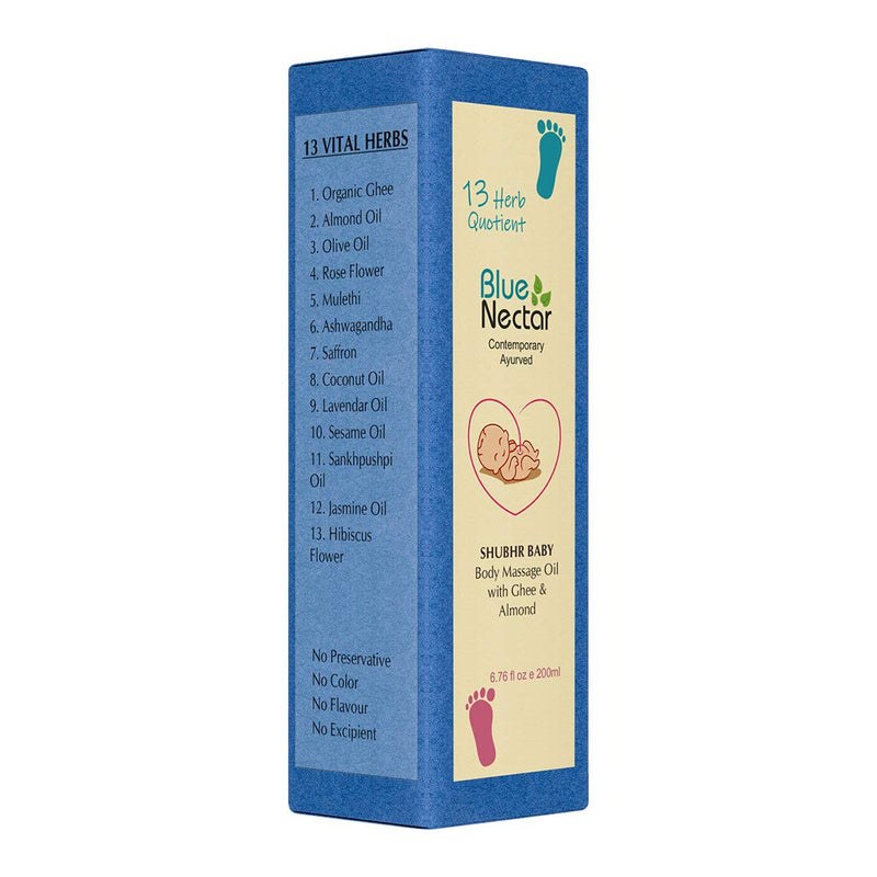 [Australia] - Blue Nectar Ayurvedic Baby Oil with Organic Ghee, 100% Natural Baby Massage Oil With Coconut Oil & Olive Oil ( 200ml) 