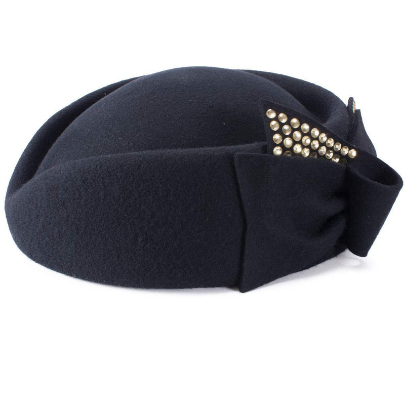 [Australia] - Lawliet Ladies Rhinestone Teardrop Fancy Wool Fascinator Cocktail Pillbox Cap Hat A254 Black 