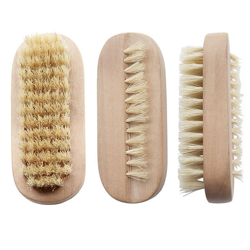 [Australia] - Beautyours Wooden Hand & Nail Brush 2-Pack Set - Natural Bristle SPA Dual Surface Two-Sided 