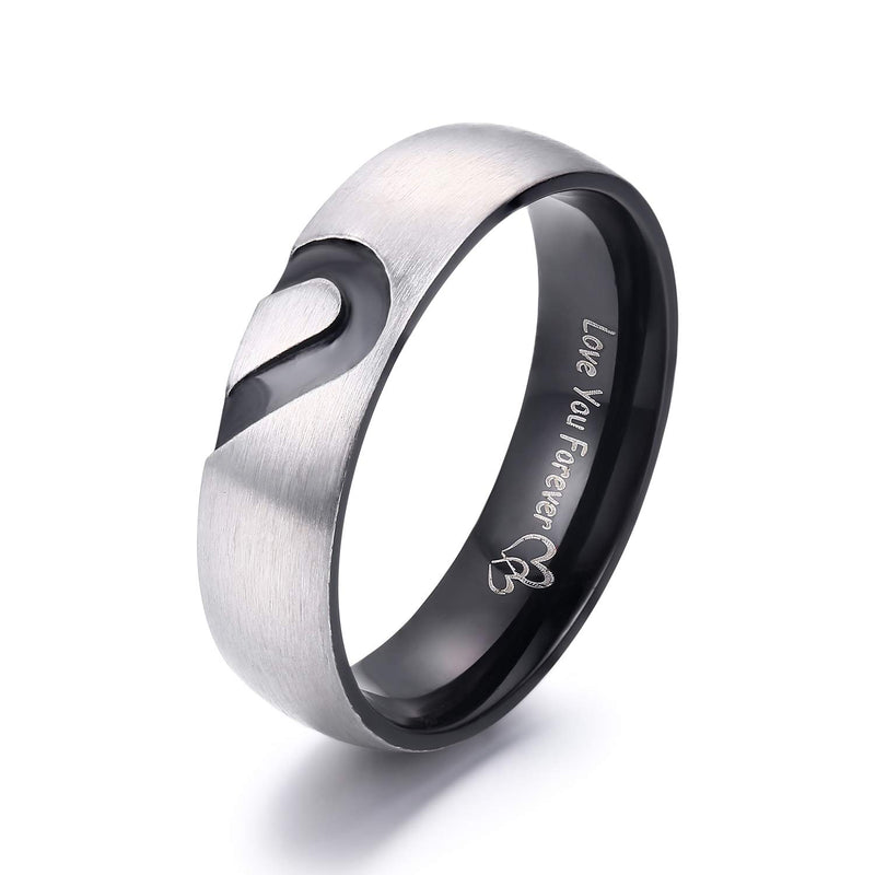 [Australia] - LAVUMO Matching Promise Rings for Couples Love You Forever Wedding Bands Sets for Him and Her Half Heart Rings Stainless Steel 6mm with Box Comfort Fit Men 10 & Women 10 