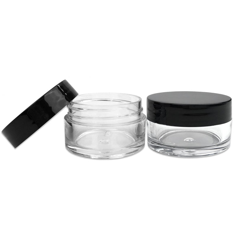 [Australia] - Beauticom 12 Piece 20g/20ml USA Acrylic Round Clear Jars with Lids for Lip Balms, Creams, Make Up, Cosmetics, Samples, Ointments and other Beauty Products (Black Lid (Flat Top)) 12 Count Black 