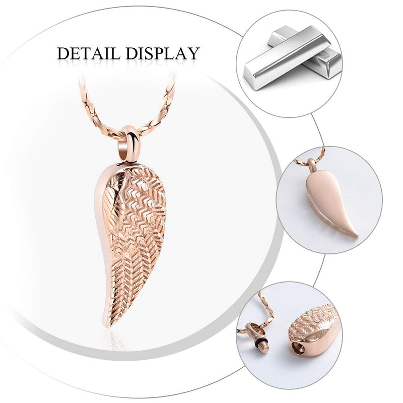 [Australia] - Imrsanl Angel Wings Cremation Jewelry for Ashes Pendant Stainless Steel Keepsake Memorial Urn Necklace for Human/Pets Rose Gold 