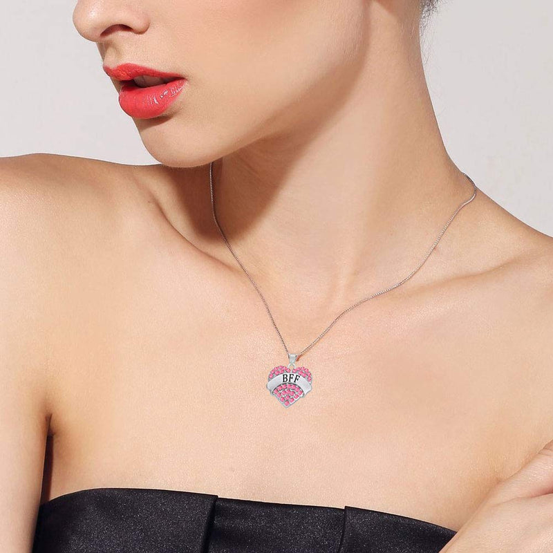 [Australia] - CULOVITY Grandma Mother Sister Daughter Necklace - Crystal Heart Pendant Necklace Love You Forever Gift for Womens Girls Family Member Pink BFF 