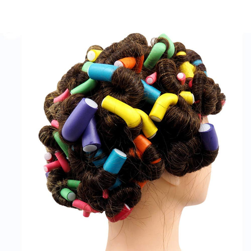 [Australia] - (3 in 1) 42pcs Foam Flexible Curling Rods Hair Curler Rollers + Hair Dryer Hood Bonnet Attachment Cap + 4pcs Hair Clips, No Heat Magic Hair Rollers for Long Medium Short Hair (Purple) Purple 