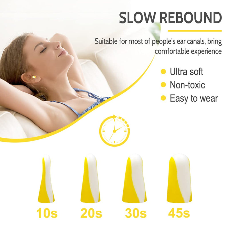 [Australia] - Ultra Soft Foam Earplugs 60 Pairs, 38dB SNR Ear Plugs for Sleeping, Mowing, Shooting, and All Loud Noise by Lysian, Yellow/White 