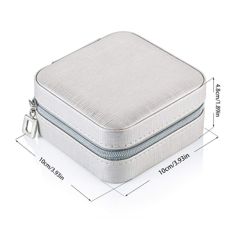 [Australia] - Yiluana Portable Jewelry Case Travel Earring Ring Necklace Accesories Organizer Box with Zipper (Silver) Silver 