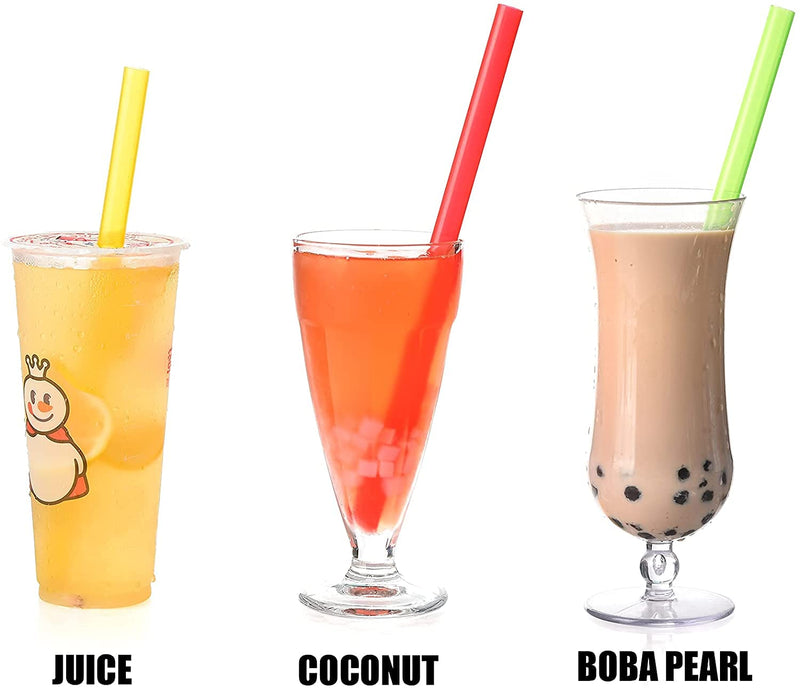 [Australia] - ALINK 12-Pack Reusable Boba Smoothie Straws, 13mm X 10.5 inch Extra Wide Bubble Tea Straws with 2 Cleaning Brush - Pointed Design 14 Count (Pack of 1) 