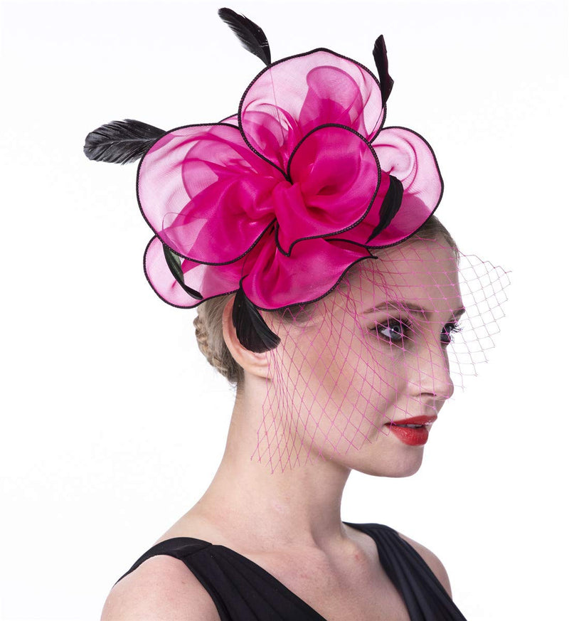 [Australia] - Fascinators Hat for Women Girls Cocktail Tea Party Headband Flapper Headpiece Kentucky Derby Wedding Hat Black 