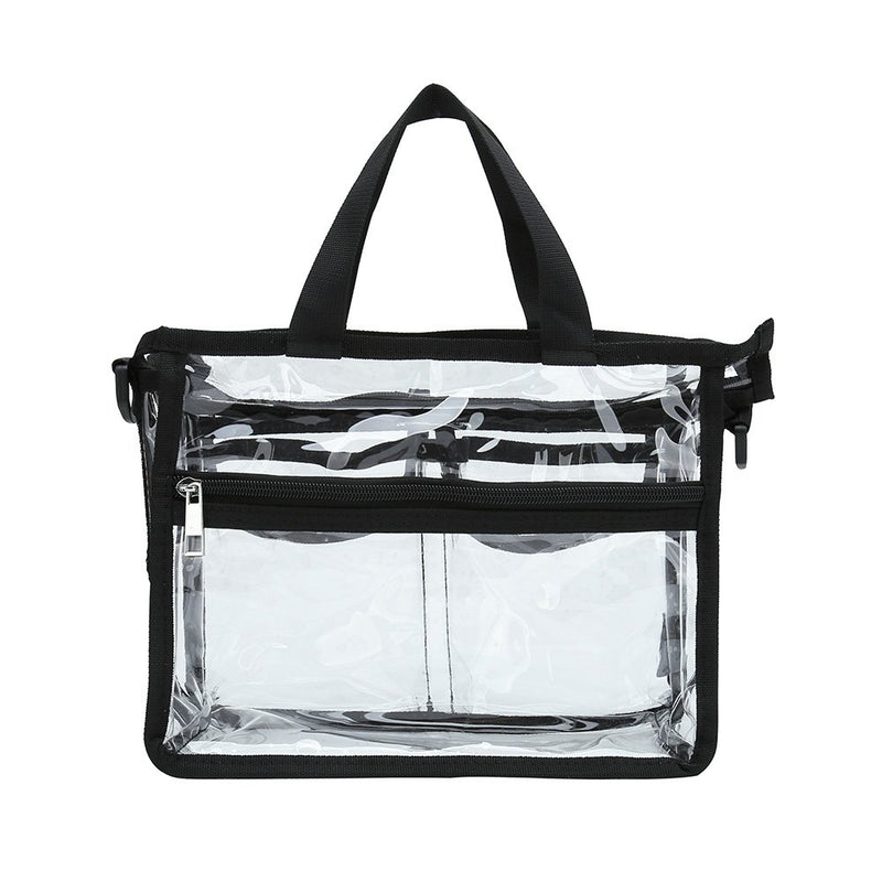 [Australia] - Clear cosmetic bag with removable and adjustable shoulder strap (Black) Black 