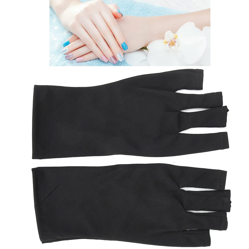 [Australia] - LED Nail Art Curing Lamp Protection Glove Nail Art Skin Care Glove for Gel Nail Lamp for Manicures for Harm, Sunburn, Home Outdoor Use(black) Black 
