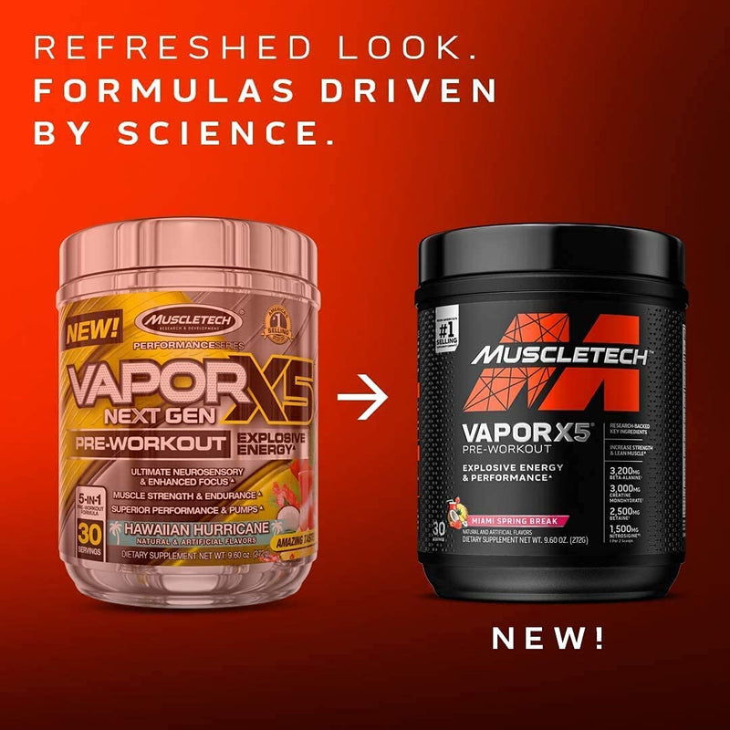 [Australia] - Pre Workout Powder | MuscleTech Vapor X5 | Pre Workout Powder for Men & Women | PreWorkout Energy Powder Drink Mix | Sports Nutrition Pre-Workout | Miami Spring Break (30 Servings)-Package Varies 30 Servings (Pack of 1) 