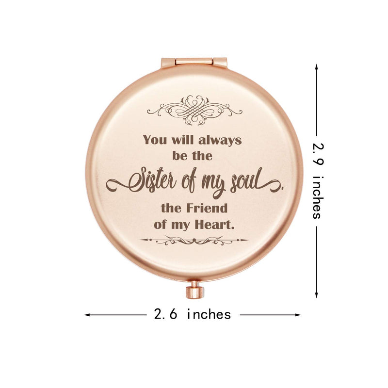 [Australia] - Muminglong Frosted Compact Mirror for Sister from Sister ,Brother, Birthday, Christmas Ideas for Sister-Sister of My Soul (Rose Gold) Rose Gold 