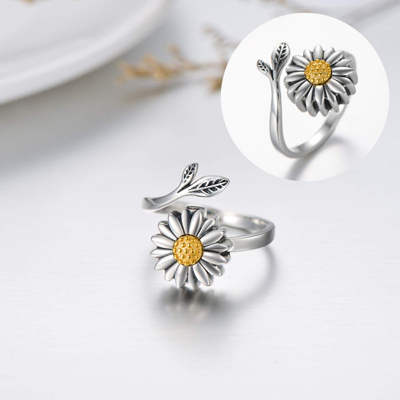 [Australia] - Sunflower Cremation Ring for Ashes 925 Sterling Silver Daisy Urn Ring Jewelry Keepsake Hair Memorial Locket for Women Mom 6 