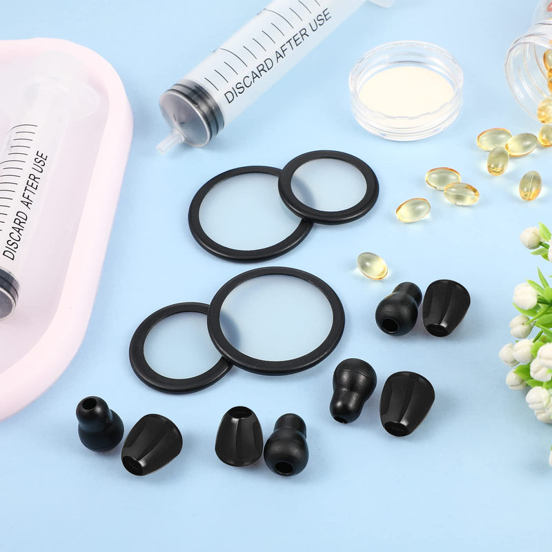 [Australia] - 2 Sets Stethoscope Replacement Parts Adult and Pediatric Replacement Diaphragm and Silicone Stethoscope Ear Tips Accessories for Stethoscope (Black) Black 