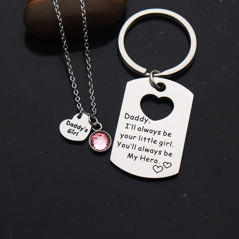 [Australia] - Huiuy Dad Daughter Gift Father Daughter Keychain Jewelry Daddy’s Girl Necklace Set for Dad Papa I'll Always Be Your Little Girl 
