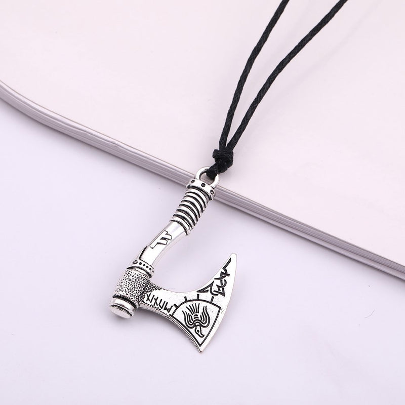 [Australia] - EUEAVAN Viking Raven Amulet Runes Axe Celtic Knot Talisman Pendant Necklace Antique Silver 