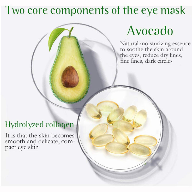 [Australia] - AICHUN BEAUTY 30 Pair Collagen Eye Mask Patch Hydro Gel Pad Anti-Wrinkle Dark Circles Bags Soft Smooth Skin Care Hydration Moisturizing (AVOCADO) Avocado 