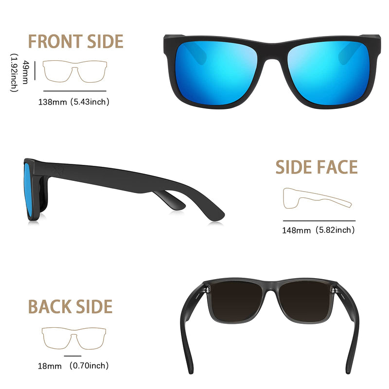 [Australia] - MAXJULI Polarized Sunglasses for Men and Women,UV Protection Rectangular Sun Glasses 8806 2 Pack(black/Gray+black/Blue) 
