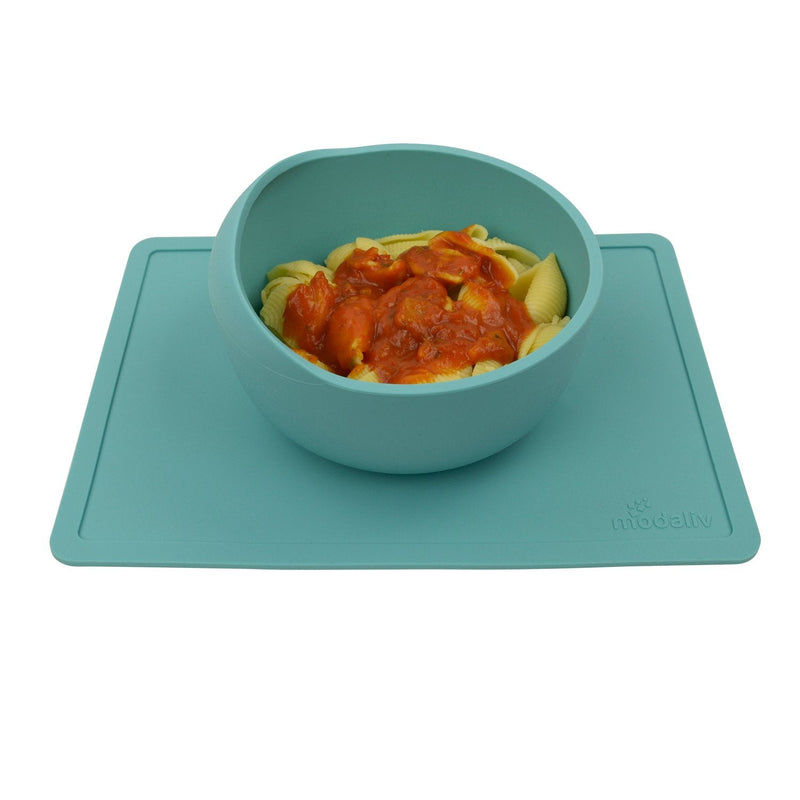 [Australia] - Modaliv Scoop Bowl with Silicone Placemat Suction Base (35oz/1000ml) - Anti-Slip and Spill Mat and Bowl - Food Grade Silicone - Dishwasher and Microwave Safe 