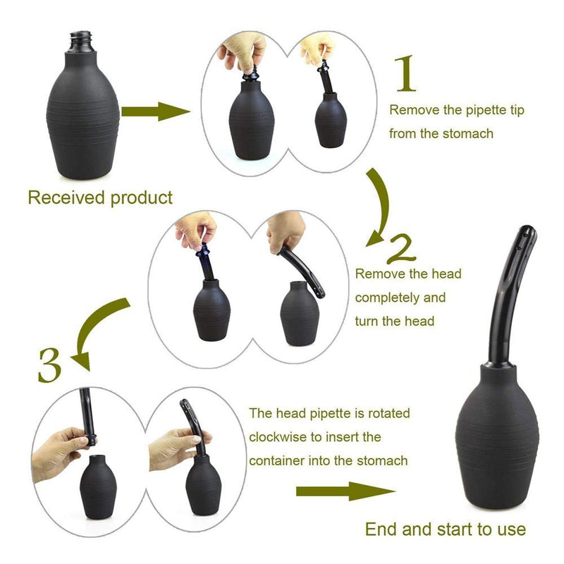 [Australia] - JIAHAO Anal Douche Enema Bulb Vaginal Douche Enema Cleaner for Women’s or Man’s Health (Black) Black 