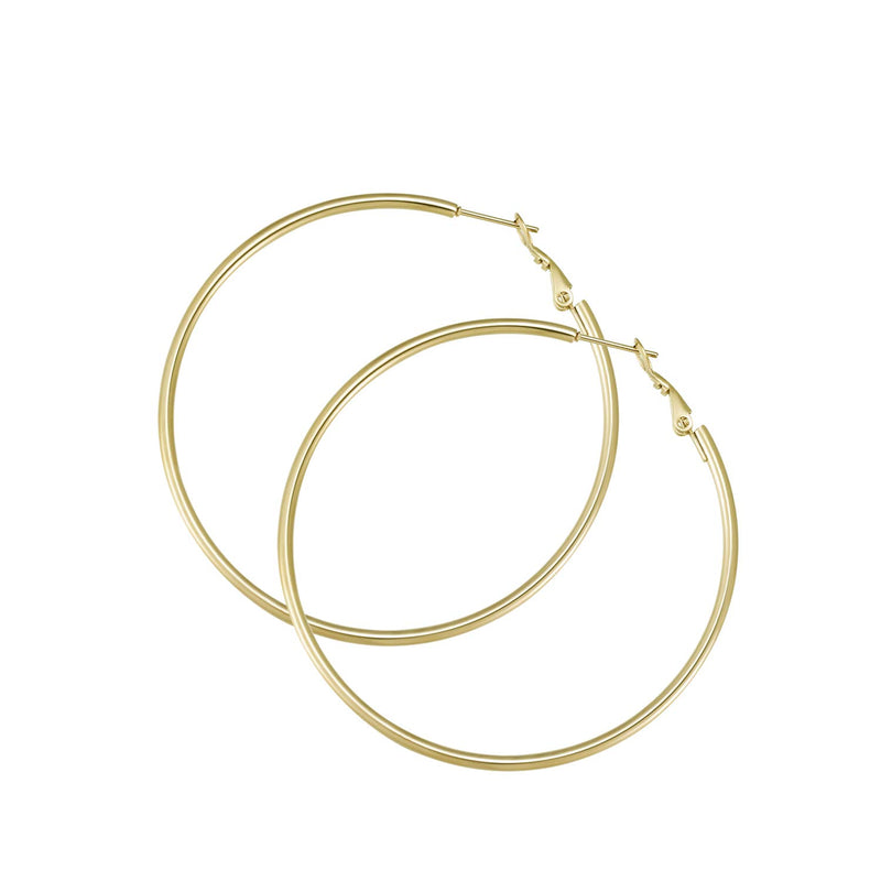 [Australia] - Boguish Hoop Earrings for Women Girls, Stainless Steel Lightweight Hoops Jewelry 14K Plated Gold Silver 4 Pairs 100.0 Millimeters 4 Pairs of Assorted 