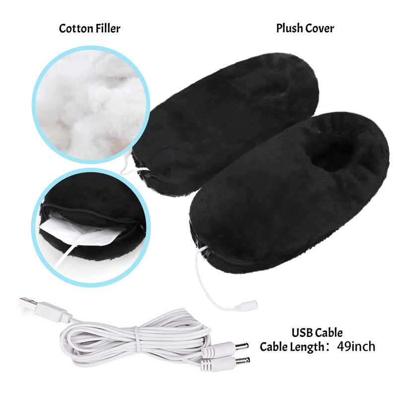 [Australia] - USB Heated Slippers Foot Warmers for Men Women Plush USB Electric Heating Slippers Foot Cushion Rechargeable Heating Shoes Office Winter Warming Slippers Night Sleep Foot Warmers 