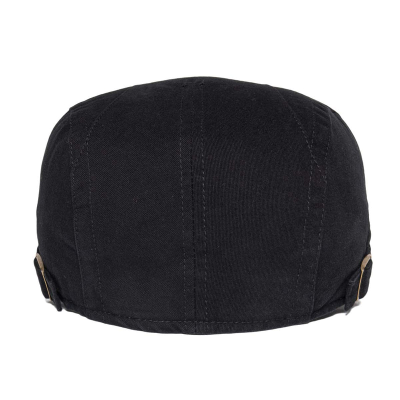 [Australia] - VOBOOM Men Cotton Newsboy Beret Hat Duckbill Buckle Cabbie Cap Cotton-black 