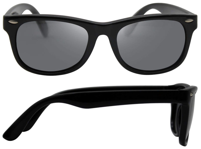 [Australia] - Kids Flexible Polarized Sunglasses for Boys Girls Age 3-10 with Straps Black 