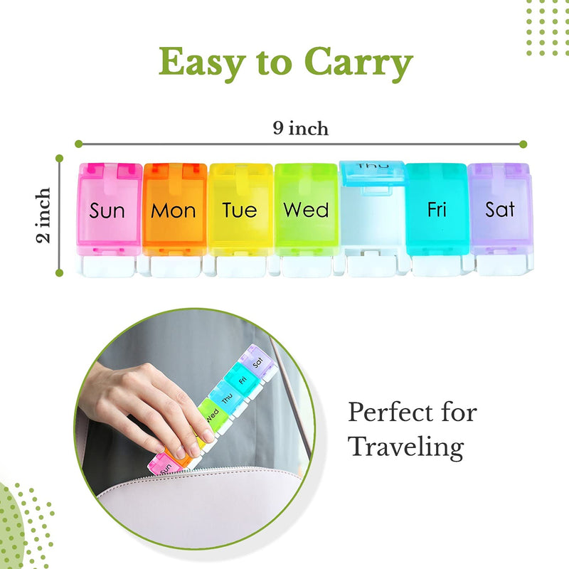 [Australia] - Pill Box Organiser – Weekly Pill Organiser for Vitamins, Supplements, and Medication for Travel, Medicine Storage Box – Premium Quality Food Grade Material 